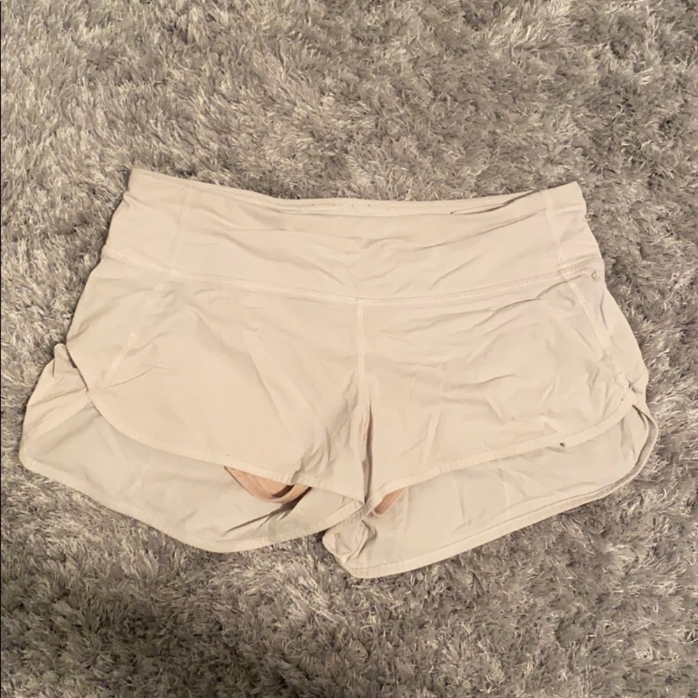 white lululemon speed up shorts